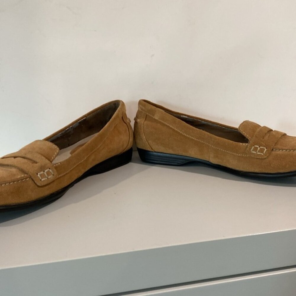 Women’s Tan Suede Penny Loafers - Picture 7 of 14